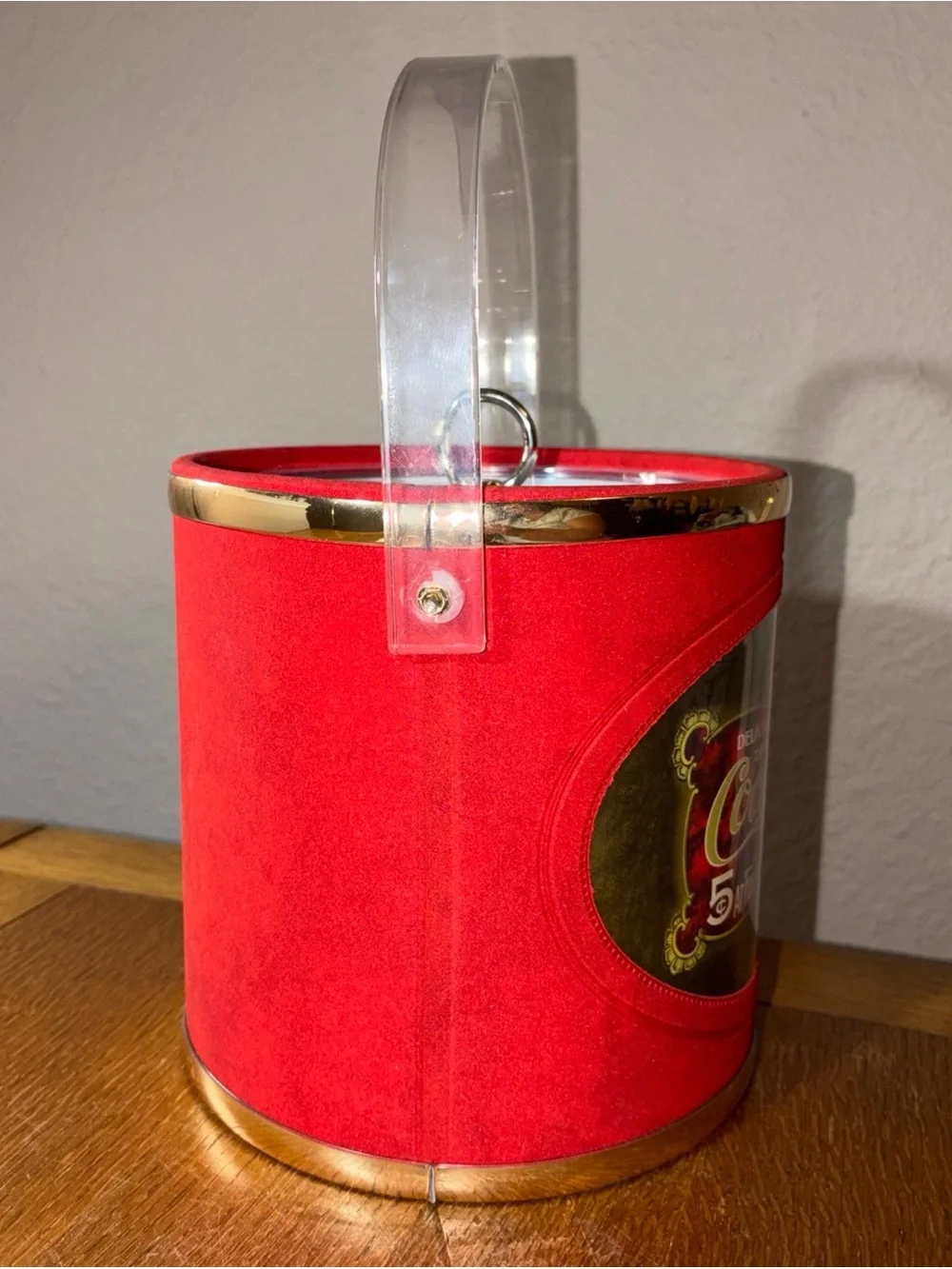 Coca-Cola Red and Gold Retro Ice Pail with Clear Handle